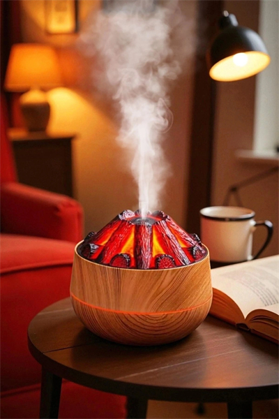 Ahşap Tasarımlı Soğuk Buhar Hava Nemlendirici ve Aroma Difüzörü, 300 ml Kapasiteli, Bej Renk
