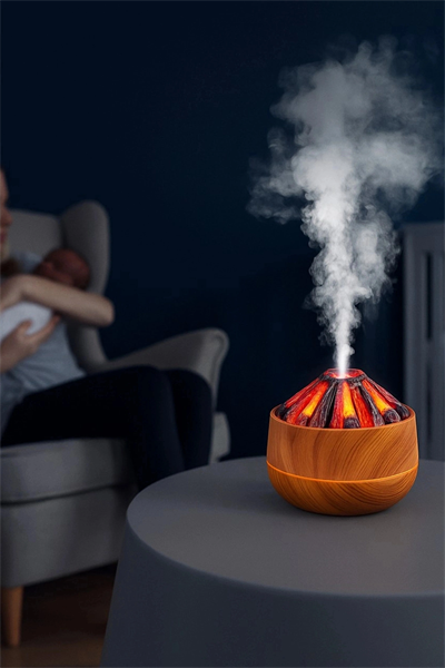 Ahşap Tasarımlı Soğuk Buhar Hava Nemlendirici ve Aroma Difüzörü, 300 ml Kapasiteli, Bej Renk