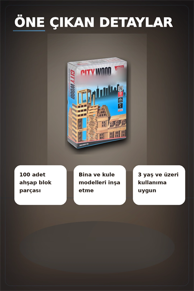 Ahşap Yapı Blokları 100 Parça 11x2,2x0,7 cm Doğal ve Boyalı Çocuk Gelişim BX-313414