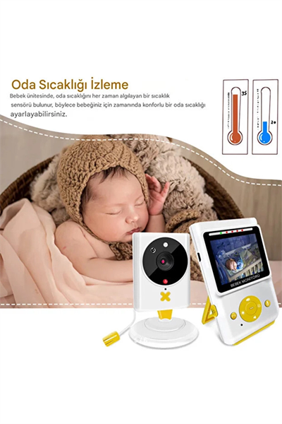 Akıllı Bebek Kamerası Monitörlü Karşılıklı Konuşma Özellikli Sıcaklık İzleme 2.4 İnç Bebek Kamerası