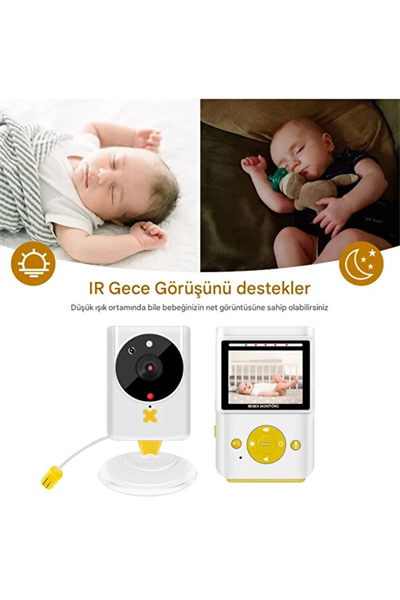 Akıllı Bebek Kamerası Monitörlü Karşılıklı Konuşma Özellikli Sıcaklık İzleme 2.4 İnç Bebek Kamerası