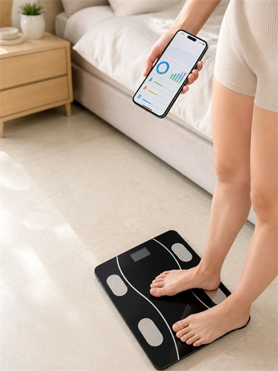 Akıllı Cam Baskül Bluetooth Mobil Uygulamalı Vücut Analiz Tartısı 180 Kg LCD Ekran
