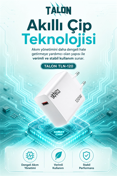 Akıllı Çip Korumalı 120W Hızlı Şarj Cihazı Kablo Dahil Güvenli Dolum Seti