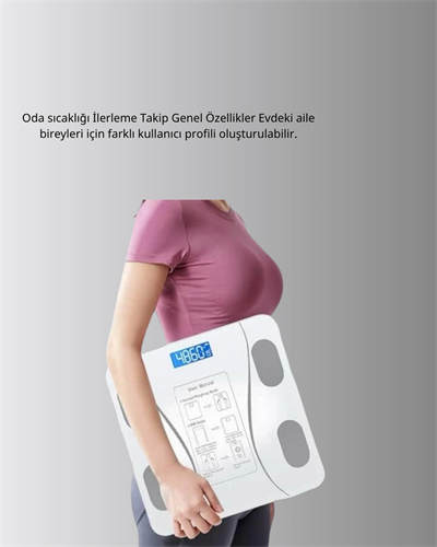 Akıllı Dijital Baskül – Bluetooth Bağlantılı, 8 Ölçüm Verili, Akıllı Vücut Analiz Tartısı