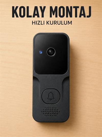 Akıllı Görüntülü Kapı Zili HD Kamera, Hareket Bildirimi ve Kablosuz Kurulum
