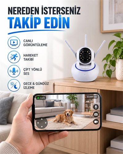 Akıllı IP Güvenlik Kamerası – 1080P HD, Gece Görüşlü, Hareket Algılamalı Yeni Nesil