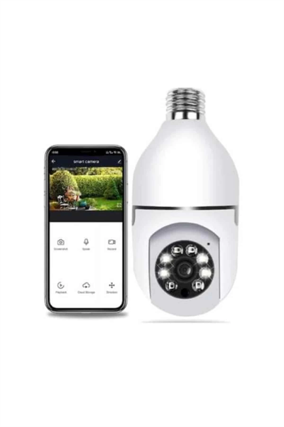 Akıllı Kamera Wifi Kamera Duylu Ampul Görünümlü 360 Derece Dönebilen Ev Kamerası