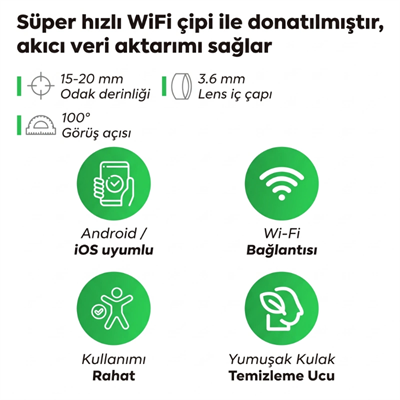 Akıllı Kulak Temizleme Cihazı - Kameralı - WiFi ve Mobil Uygulama Uyumlu