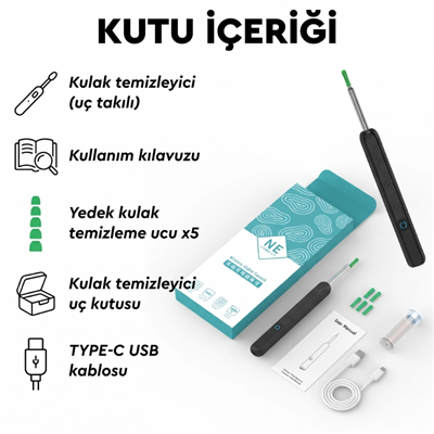 Akıllı Kulak Temizleme Cihazı - Kameralı - WiFi ve Mobil Uygulama Uyumlu