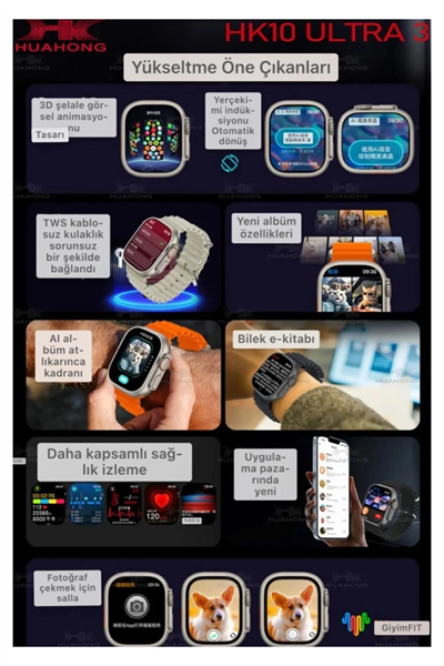Akıllı Saat - Renk: Siyah, Kasa Renk: Çok Renkli, Kordon Renk: Gri | Teknik Özellikleri ve Kullanım