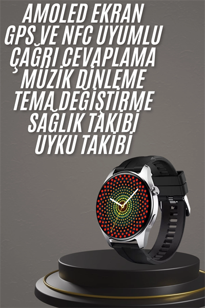 Akıllı Saat 1.5 Inç Amoled Ekran Çift Kordonlu GPS NFC Uyumlu