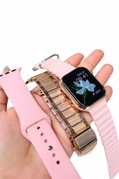 Akıllı Saat 3 Kordonlu Ve Aksesuarlı Bayanlar Için Şık Rose renk