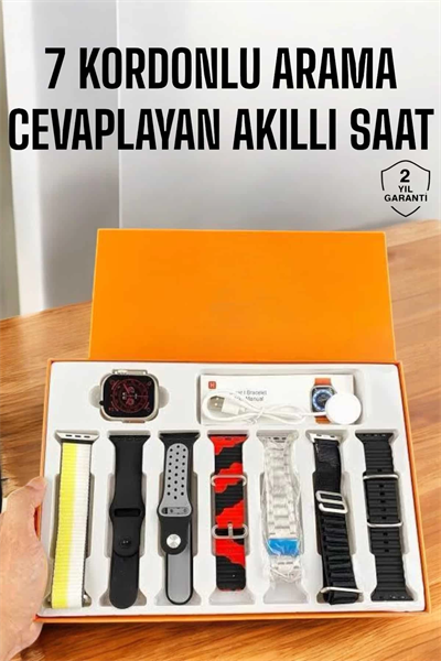 Akıllı Saat 7 Kordonlu Bildirim Görebilen Metal Kordon GPS Özelliği