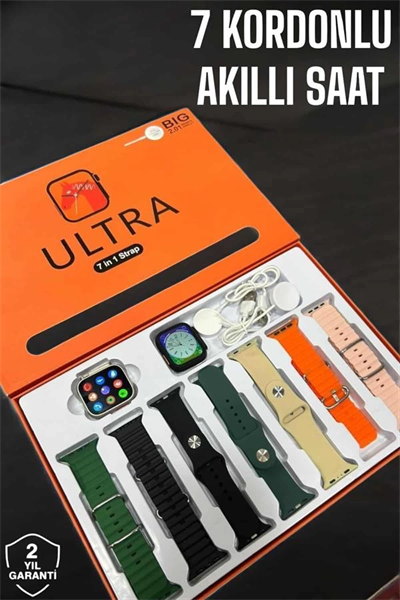 Akıllı Saat 7 Kordonlu Metal,Plastik Ve Hasır Kordon Seçeneği