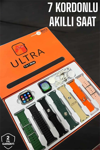Akıllı Saat 7 Kordonlu Metal,Plastik Ve Hasır Kordon Seçeneği