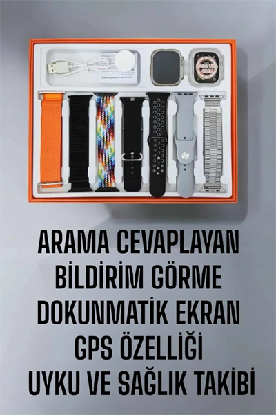 Akıllı Saat 7 Kordonlu Metal,Plastik Ve Hasır Kordon Seçeneği