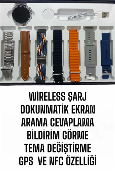 Akıllı Saat 7 Kordonlu Yeni Nesil Arama Cevaplayan Çok Fonksiyonlu