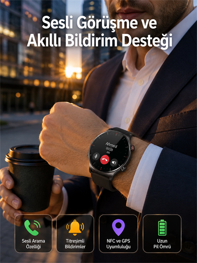 Akıllı Saat Adımsayar Nabız Ölçer Titreşim Özellikli Çağrı Cevaplama Sosyal Medya Yeni Nesil