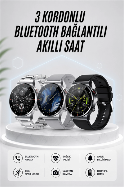 Akıllı Saat Amoled Ekran Bluetooth Bağlantılı Sesli Görüşme Nabız Ölçer