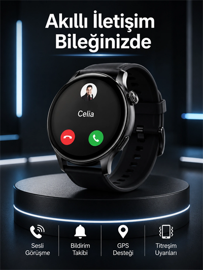 Akıllı Saat Bildirim Görme Amoled Ekran GPS Uyumlu Sesli Görüşme