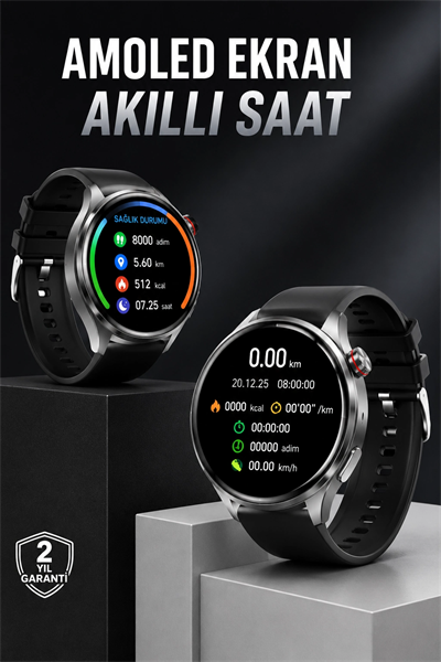 Akıllı Saat Bluetooth Bağlantılı Amoled Ekran Uyku ve Sağlık Takibi