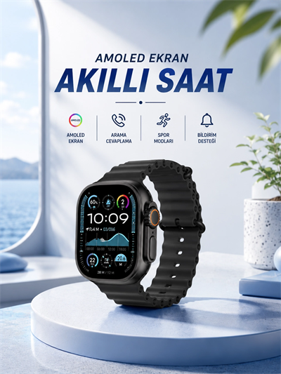 Akıllı Saat Bluetooth Bağlantılı NFC ve GPS Uyumlu Nabız Ölçer Sesli Görüşme