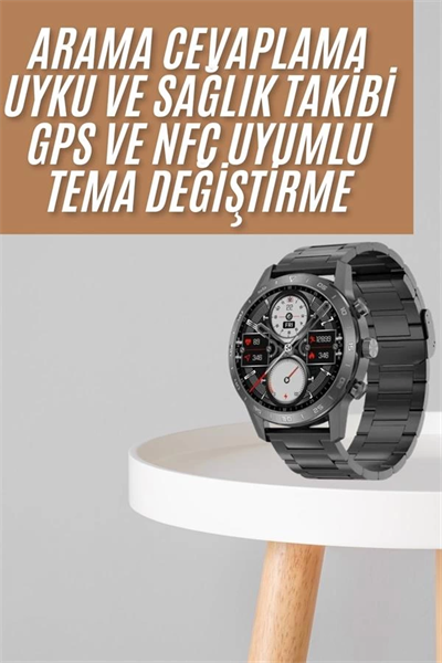 Akıllı Saat Çelik Kordon Çağrı Cevaplama Amoled Ekran Titreşimli Uyku ve Sağlık Takibi