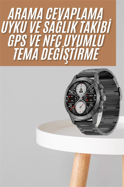 Akıllı Saat Çelik Kordon Çağrı Cevaplama Amoled Ekran Titreşimli Uyku ve Sağlık Takibi