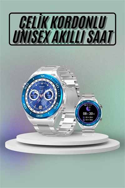 Akıllı Saat Çelik Kordonlu Amoled Ekran Android ve İOS Uyumlu Çağrı Cevaplayabilen