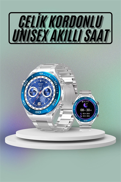 Akıllı Saat Çelik Kordonlu Amoled Ekran Android ve İOS Uyumlu Çağrı Cevaplayabilen