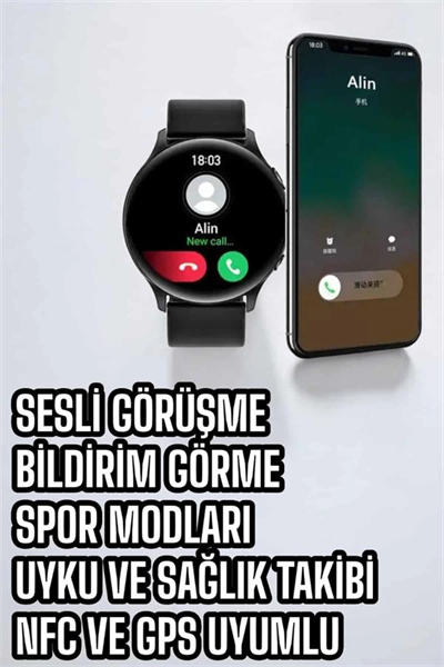 Akıllı Saat Çok Fonksiyonlu Sesli Görüşme NFC Uyumlu Amoled Ekran