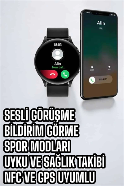Akıllı Saat Çok Fonksiyonlu Sesli Görüşme NFC Uyumlu Amoled Ekran