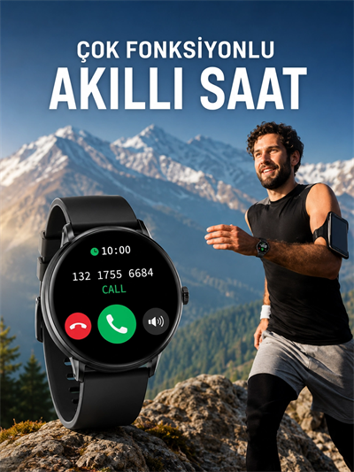 Akıllı Saat Çok Fonksiyonlu Sesli Görüşme NFC Uyumlu Amoled Ekran