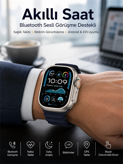 Akıllı Saat Sesli Görüşme Titreşimli GPS Bağlantısı Müzik Dinleme Sosyal Medya Bildirimleri Yeni Nesil