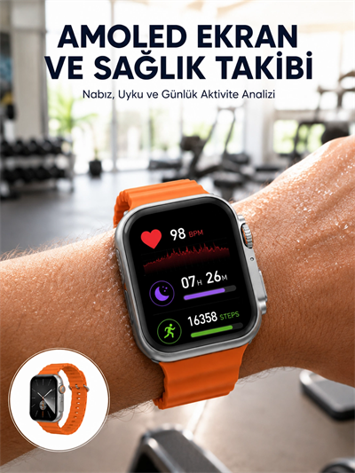 Akıllı Saat Unısex Zarif Görünümlü Titanyum Kasa Amoled Ekran Müzik Dinleme Yeni Nesil