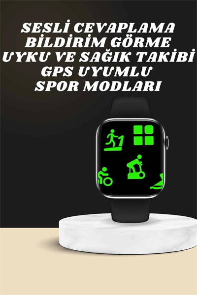 Akıllı Saat Wireless Şarj Yüksek Çözünürlüklü Müzik Dinleme Sesli Cevaplama