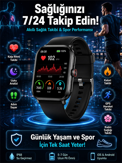Akıllı Saat Wireless Şarj Yüksek Çözünürlüklü Müzik Dinleme Sesli Cevaplama Yeni Nesil