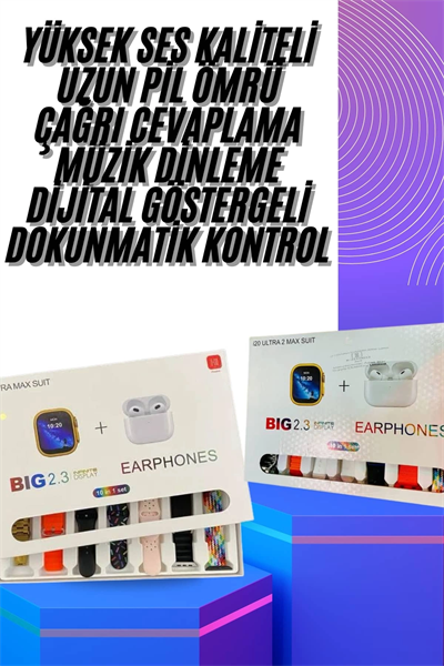 Akıllı Saat ve Air Pro Kulaklık 7 Kordonlu Çok Fonksiyonlu İkili Set Yeni Nesil