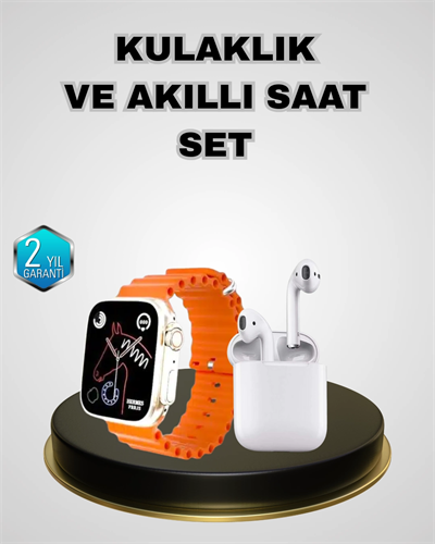 Akıllı Saat ve Kablosuz Kulaklık iOS Android Uyumlu Teknoloji Seti