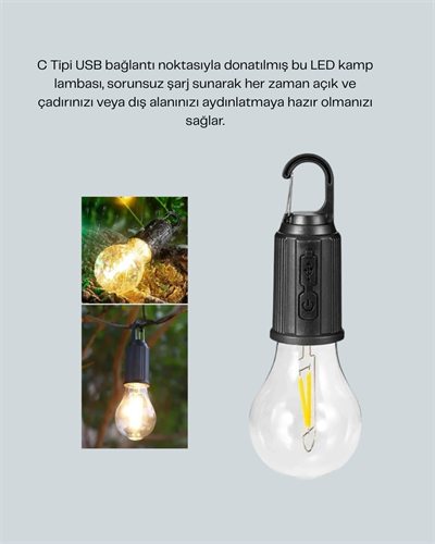 Akıllı Sensörlü USB Şarjlı Kamp Lambası