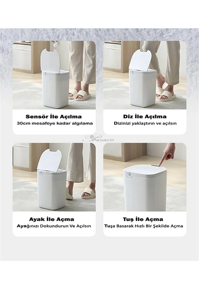 Akıllı Teknolojik Çöp Kutusu Otomatik Sensörlu Çöp Kutusu Piller Dahil Çöp Kovası 20L