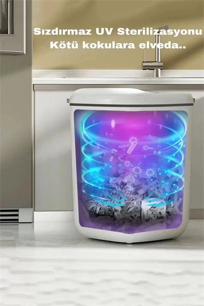 Akıllı Teknolojik Sensörlü Çöp Kovası Işık Antibakteriyel Koku Geçirmez Mutfak Banyo Wc Ofis 20l Uv