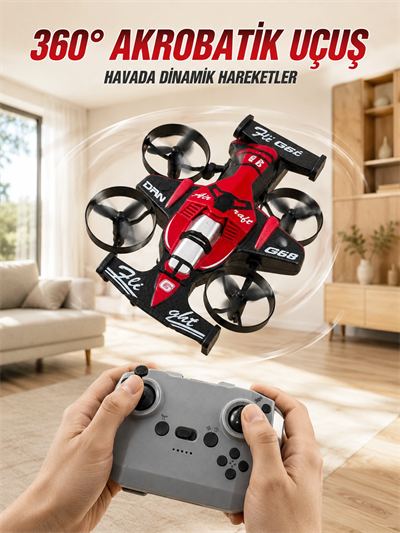 Akrobatik Drone Uzaktan Kumandalı 3 Kademeli Hız 360° Dairesel Uçuş Özellikli