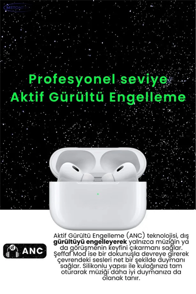Aktif Gürültü Önlemeli (ANC) Pro TWS Bluetooth Kulaklık, Şeffaf Mod ve Gelişmiş Özellikler