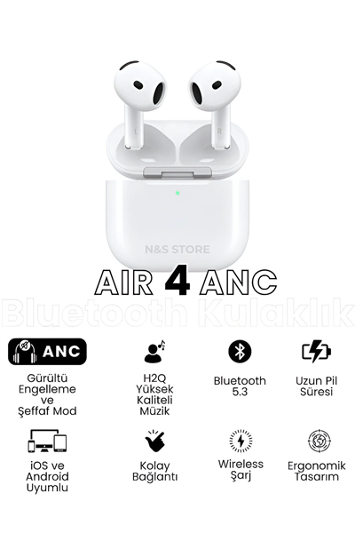 Aktif Gürültü Önlemeli (ANC) TWS Bluetooth Kulaklık, Şeffaf Mod ve Dokunmatik Kontrol