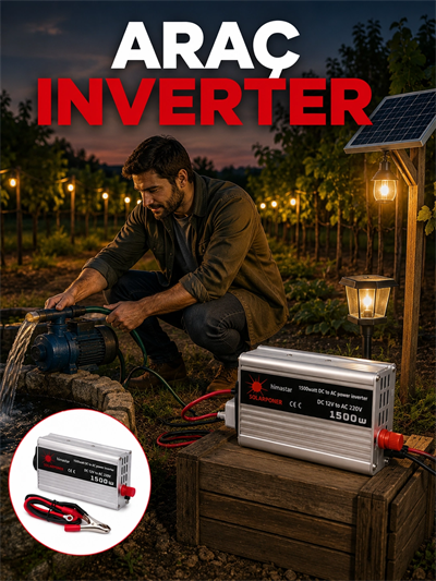 Akü Gücünü Ev Elektriğine Dönüştüren Güçlü İnvertör 1500W