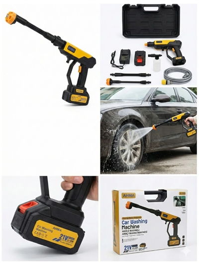 Akülü Basınçlı Araç Yıkama Makinesi | 21v Çift Batarya | 175 Psı Güç | 3.6l/dk Su Akışı A-130 Bx40