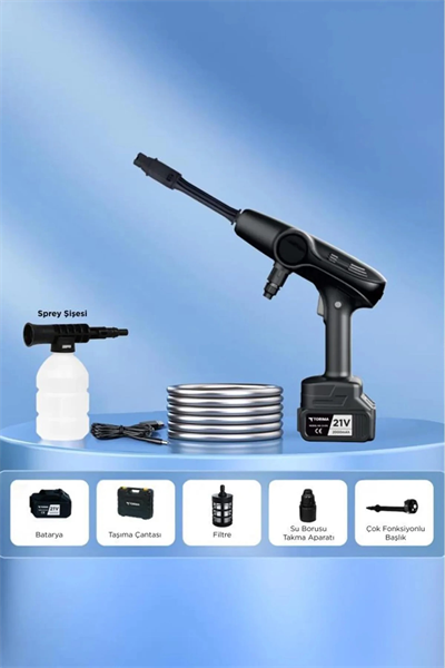 Akülü Şarjlı Yüksek Basınçlı Oto Araba Bahçe Yıkama,temizleme Su Sı