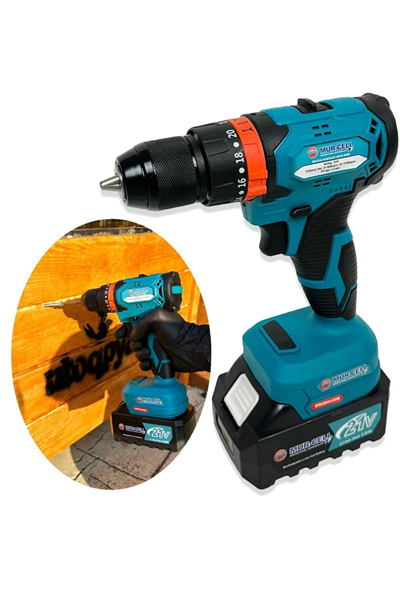 Akülü darbeli matkap 21 watt 24 volt anahtarsız mandren 2 akü yan sap taşıma çantalı