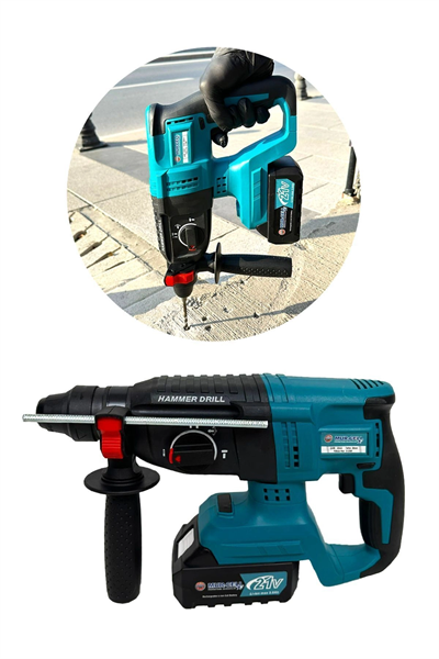 Akülü darbeli matkap 21 watt 24 volt anahtarsız mandren 2 akü yan sap taşıma çantalı